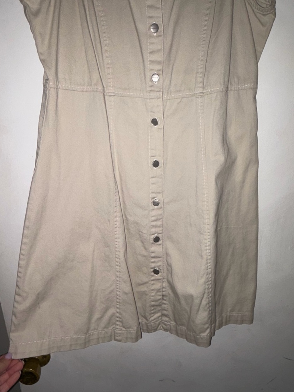 Vintage Dockers khaki Sleeveless Button-Front Midi Dress - Picture 4 of 7